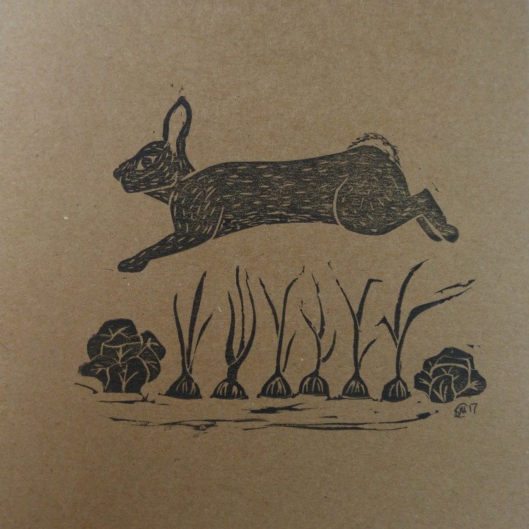 bunny linoprint